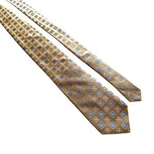 Robert Talbott Nordstrom Best Of Class Gold Silk Tie Luxury Jacquard Gold Blue
